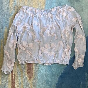 Language Sheer Gray Leaf Women's Blouse